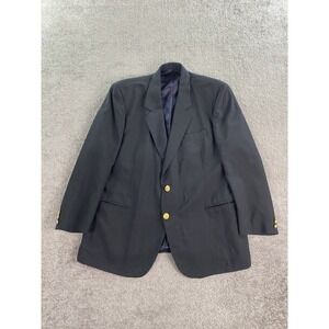 Vogue Blazer 42 R Navy Wool Gold Buttons Logo University Designer Sport Coat